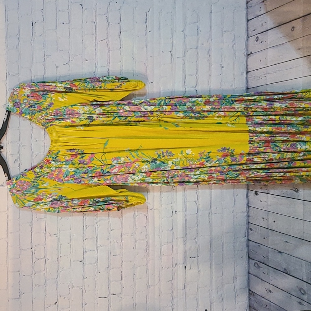 Anthropologie Yellow Floral Maxi Dress